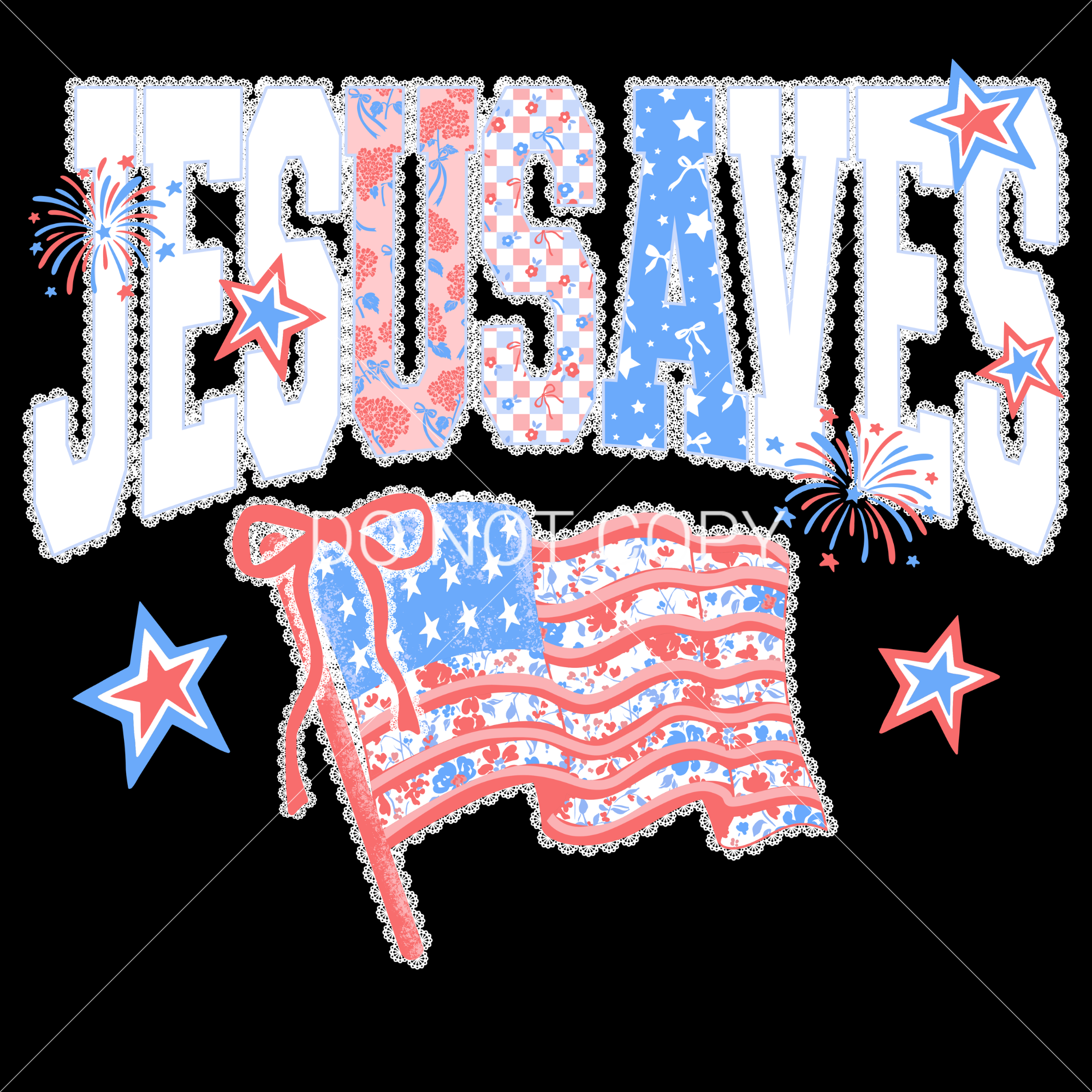 JESUSAVES: FAUX APPLIQUE AMERICAN FLAG
