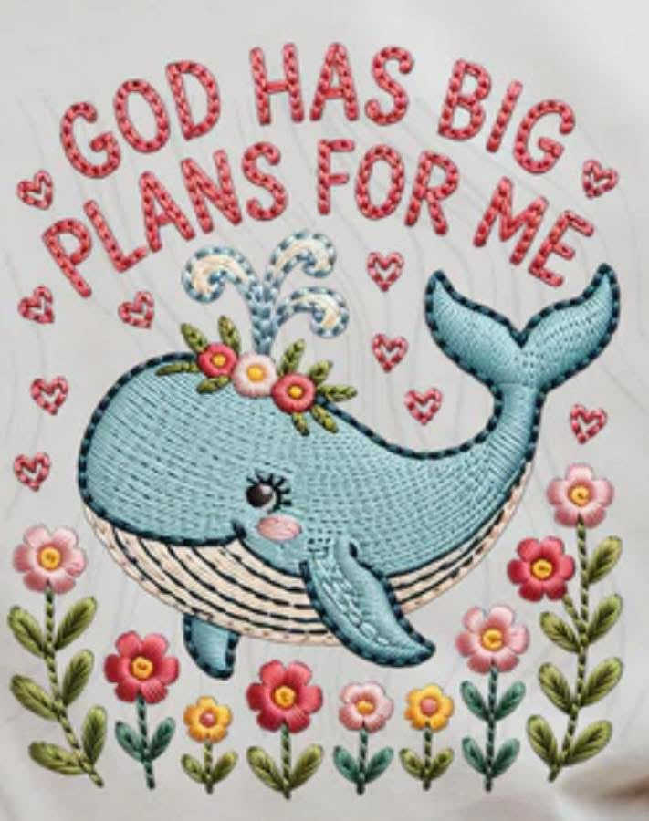GOD HAS BIG PLANS FOR ME: FAUX EMBROIDERY