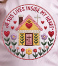 JESUS LIVES INSIDE MY HEART: FAUX EMBROIDERY