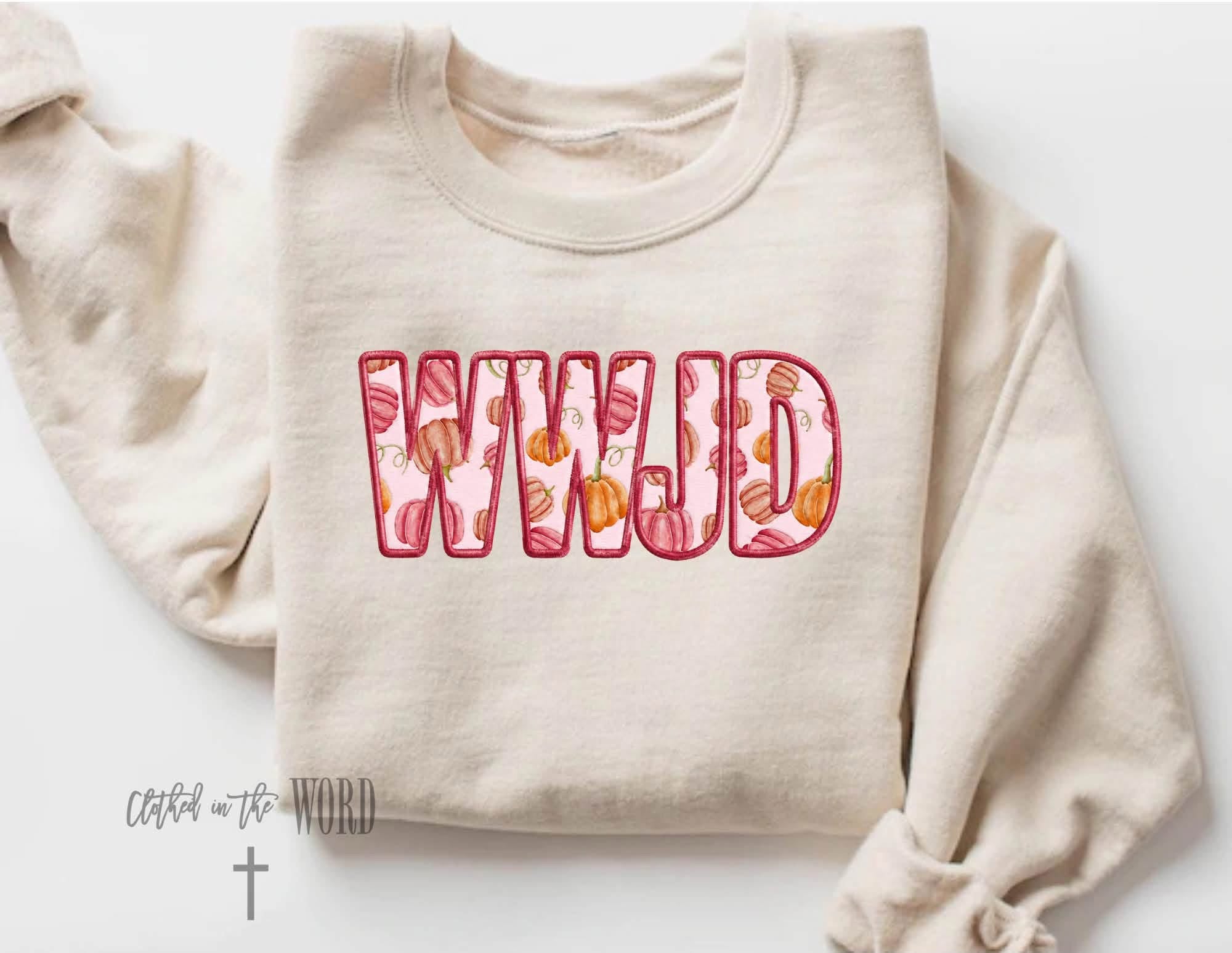 WWJD Faux Embroidered Pumpkin Pattern
