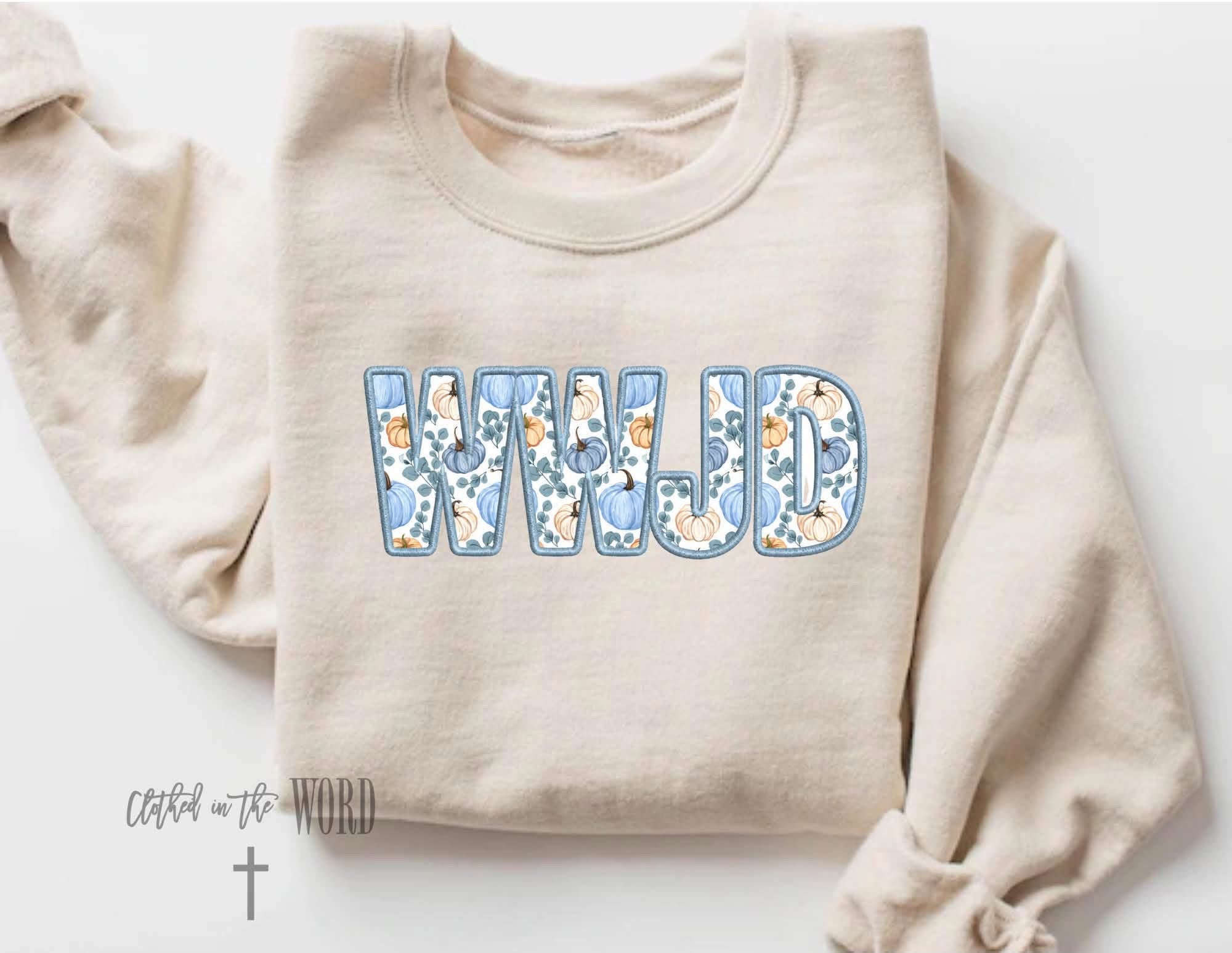 WWJD Faux Embroidered Pumpkin Pattern