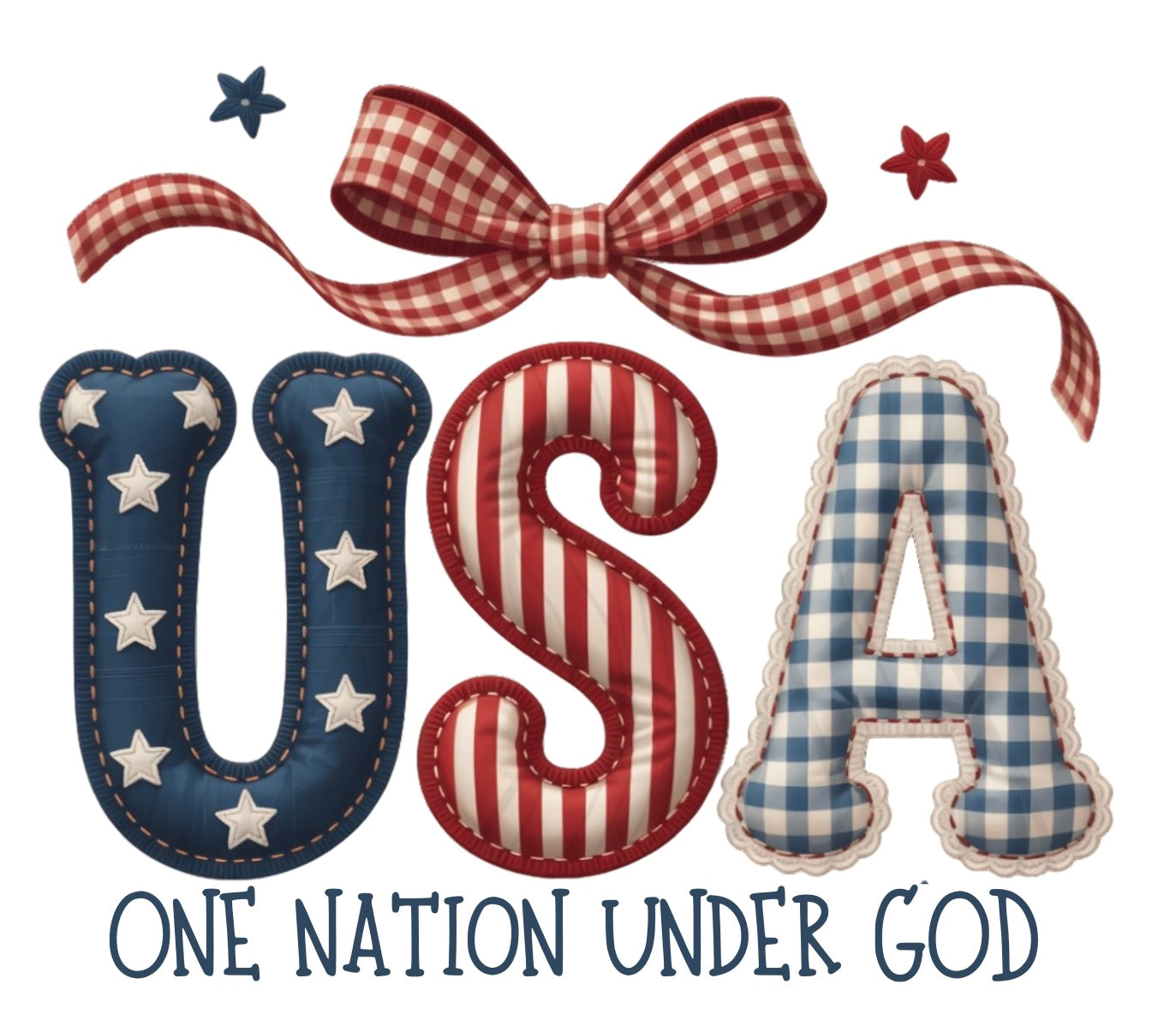 USA ONE NATION UNDER GOD: FAUX PATCHWORK