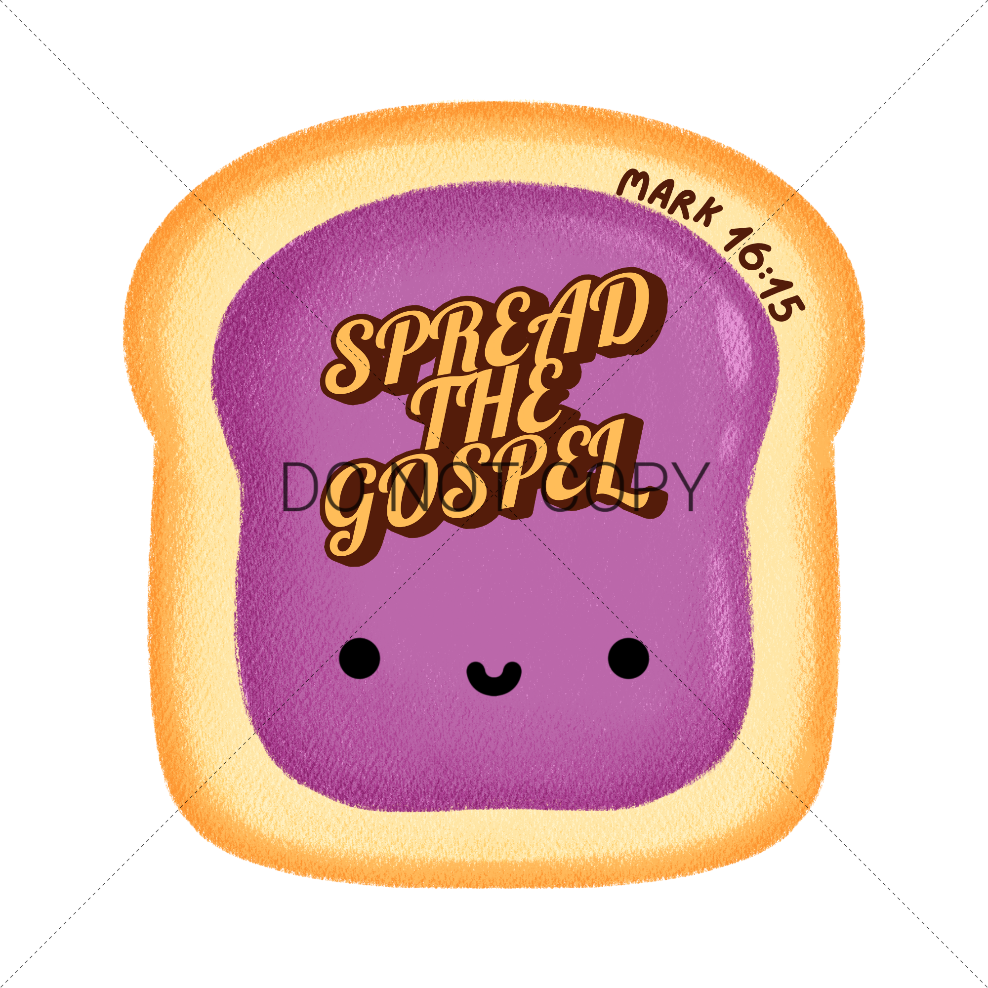 SPREAD THE GOSPEL MARK 16:15-  FANCY FONT GRAPE JELLY